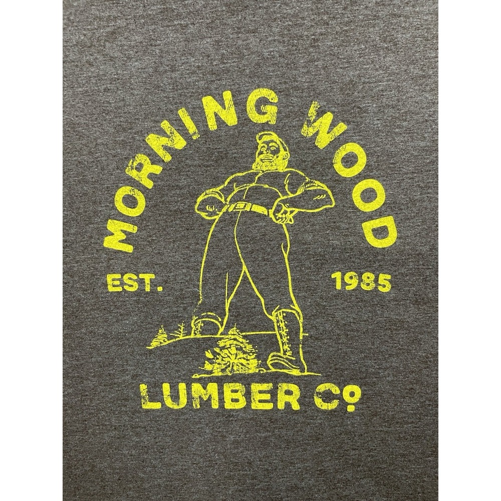 Mens Morning Wood Lumber Co. EST. 1985  T Shirt 3XL Funny Shirt with Adult Humor